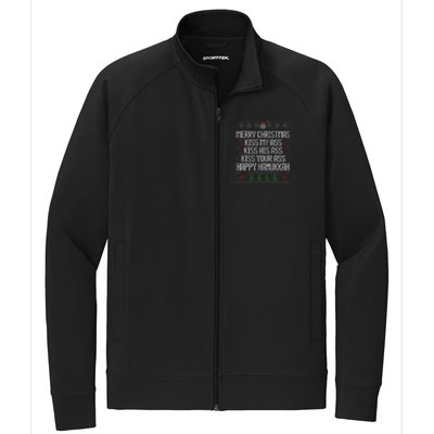 Happy Hanukkah Kiss My Ass His Ass Your Ass Merry Christmas Stretch Full-Zip Cadet Jacket