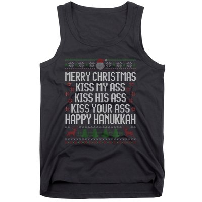 Happy Hanukkah Kiss My Ass His Ass Your Ass Merry Christmas Tank Top