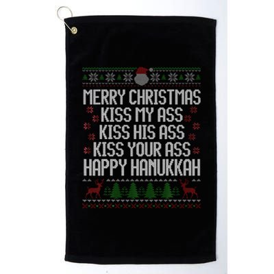 Happy Hanukkah Kiss My Ass His Ass Your Ass Merry Christmas Platinum Collection Golf Towel