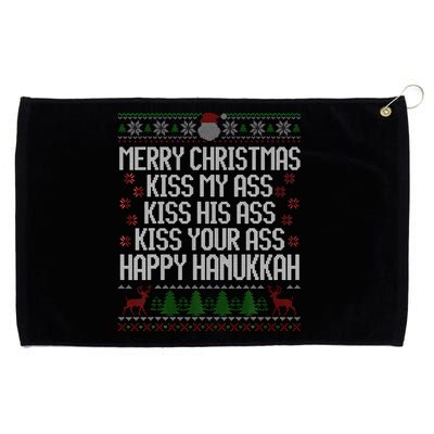 Happy Hanukkah Kiss My Ass His Ass Your Ass Merry Christmas Grommeted Golf Towel