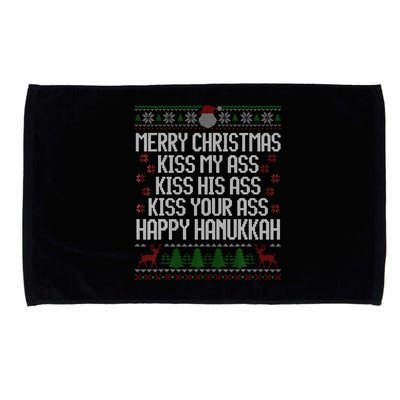 Happy Hanukkah Kiss My Ass His Ass Your Ass Merry Christmas Microfiber Hand Towel