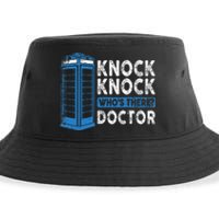 Hilarious Humor Knock Knock Doctor Funny Knock WhoS There Sustainable Bucket Hat