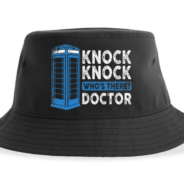 Hilarious Humor Knock Knock Doctor Funny Knock WhoS There Sustainable Bucket Hat