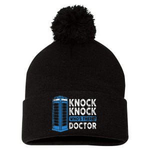 Hilarious Humor Knock Knock Doctor Funny Knock WhoS There Pom Pom 12in Knit Beanie