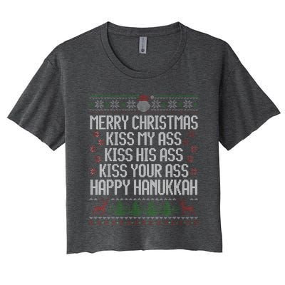 Happy Hanukkah Kiss My Ass His Ass Your Ass Women's Crop Top Tee