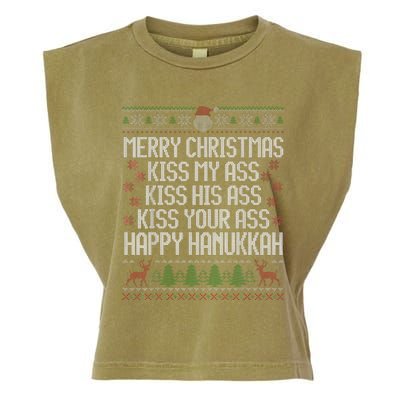 Happy Hanukkah Kiss My Ass His Ass Your Ass Garment-Dyed Women's Muscle Tee