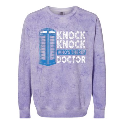 Hilarious Humor Knock Knock Doctor Funny Knock WhoS There Colorblast Crewneck Sweatshirt