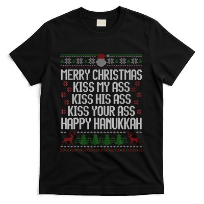 Happy Hanukkah Kiss My Ass His Ass Your Ass Merry Christmas T-Shirt