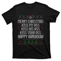 Happy Hanukkah Kiss My Ass His Ass Your Ass Merry Christmas T-Shirt