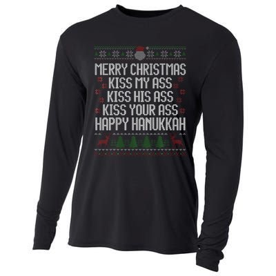 Happy Hanukkah Kiss My Ass His Ass Your Ass Merry Christmas Cooling Performance Long Sleeve Crew