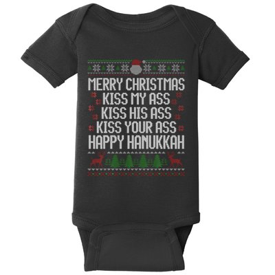 Happy Hanukkah Kiss My Ass His Ass Your Ass Merry Christmas Baby Bodysuit