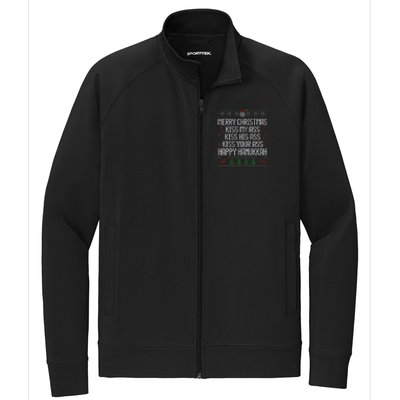 Happy Hanukkah Kiss My Ass His Ass Your Ass Merry Christmas Stretch Full-Zip Cadet Jacket