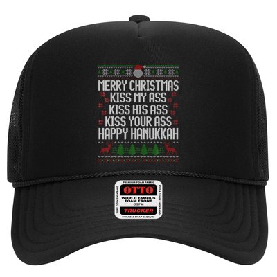Happy Hanukkah Kiss My Ass His Ass Your Ass Merry Christmas Trucker Hat