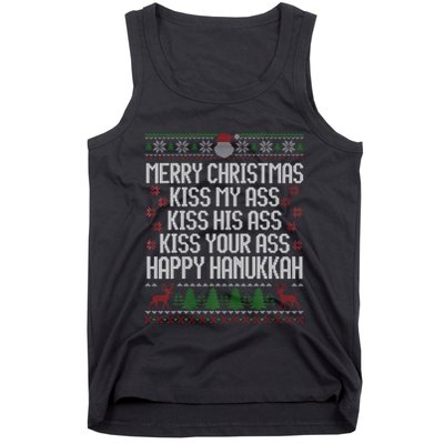 Happy Hanukkah Kiss My Ass His Ass Your Ass Merry Christmas Tank Top