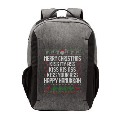 Happy Hanukkah Kiss My Ass His Ass Your Ass Merry Christmas Vector Backpack