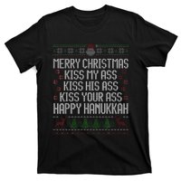 Happy Hanukkah Kiss My Ass His Ass Your Ass Merry Christmas T-Shirt