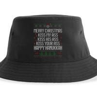 Happy Hanukkah Kiss My Ass His Ass Your Ass Merry Christmas Sustainable Bucket Hat