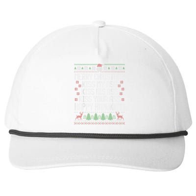 Happy Hanukkah Kiss My Ass His Ass Your Ass Merry Christmas Snapback Five-Panel Rope Hat