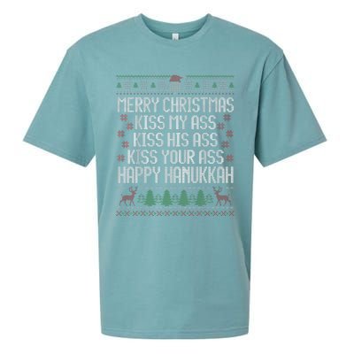 Happy Hanukkah Kiss My Ass His Ass Your Ass Merry Christmas Sueded Cloud Jersey T-Shirt