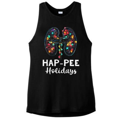 Happee Holidays Kidneys Xmas Light Dialysis Tech Christmas Ladies PosiCharge Tri-Blend Wicking Tank