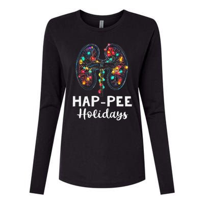 Happee Holidays Kidneys Xmas Light Dialysis Tech Christmas Womens Cotton Relaxed Long Sleeve T-Shirt