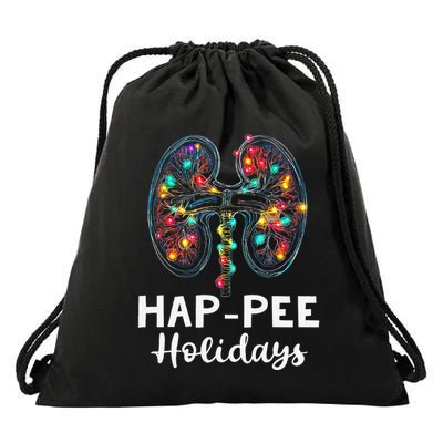 Happee Holidays Kidneys Xmas Light Dialysis Tech Christmas Drawstring Bag