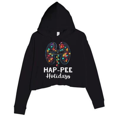 Happee Holidays Kidneys Xmas Light Dialysis Tech Christmas Crop Fleece Hoodie