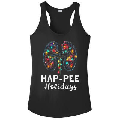 Happee Holidays Kidneys Xmas Light Dialysis Tech Christmas Ladies PosiCharge Competitor Racerback Tank