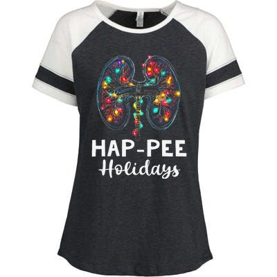 Happee Holidays Kidneys Xmas Light Dialysis Tech Christmas Enza Ladies Jersey Colorblock Tee