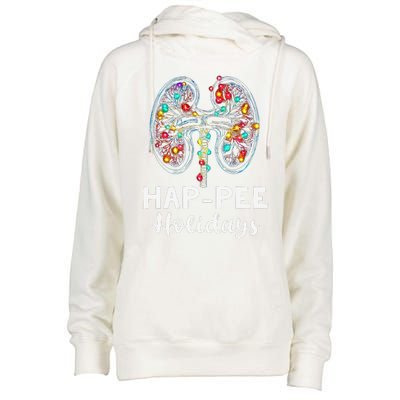 Happee Holidays Kidneys Xmas Light Dialysis Tech Christmas Womens Funnel Neck Pullover Hood