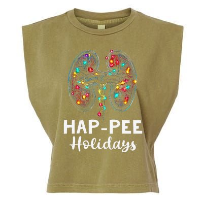 Happee Holidays Kidneys Xmas Light Dialysis Tech Christmas Garment-Dyed Women's Muscle Tee