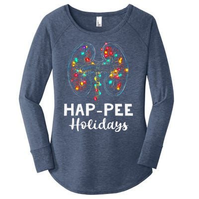 Happee Holidays Kidneys Xmas Light Dialysis Tech Christmas Women's Perfect Tri Tunic Long Sleeve Shirt