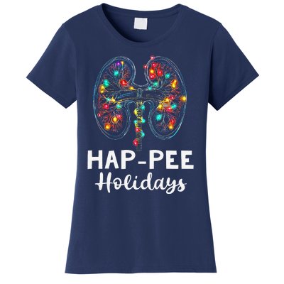 Happee Holidays Kidneys Xmas Light Dialysis Tech Christmas Women's T-Shirt