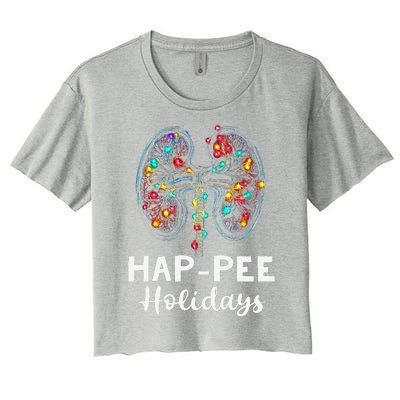 Happee Holidays Kidneys Xmas Light Dialysis Tech Christmas Women's Crop Top Tee