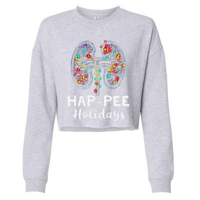 Happee Holidays Kidneys Xmas Light Dialysis Tech Christmas Cropped Pullover Crew