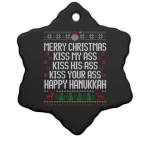 Happy Hanukkah Kiss My Ass His Ass Your Ass Merry Christmas Ceramic Star Ornament