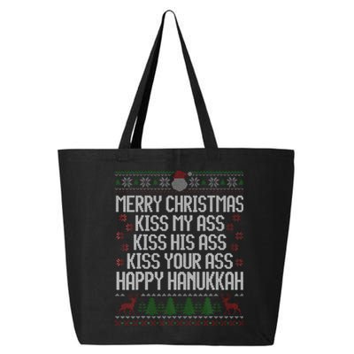 Happy Hanukkah Kiss My Ass His Ass Your Ass Merry Christmas 25L Jumbo Tote