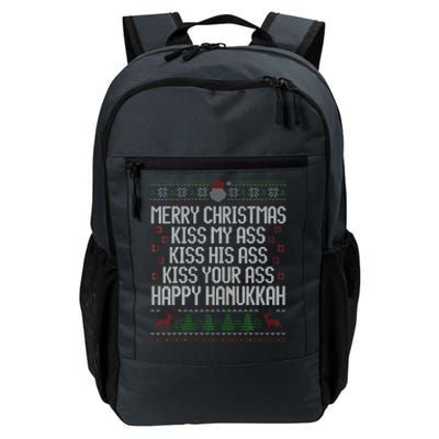 Happy Hanukkah Kiss My Ass His Ass Your Ass Merry Christmas Daily Commute Backpack