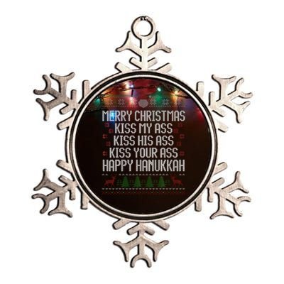 Happy Hanukkah Kiss My Ass His Ass Your Ass Merry Christmas Metallic Star Ornament