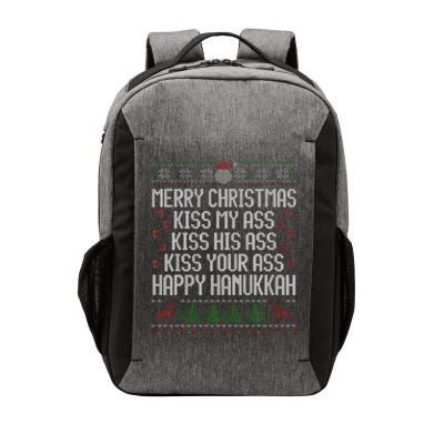 Happy Hanukkah Kiss My Ass His Ass Your Ass Merry Christmas Vector Backpack