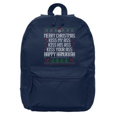 Happy Hanukkah Kiss My Ass His Ass Your Ass Merry Christmas 16 in Basic Backpack