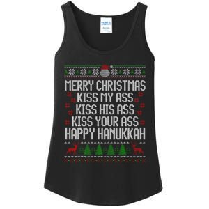 Happy Hanukkah Kiss My Ass His Ass Your Ass Merry Christmas Ladies Essential Tank