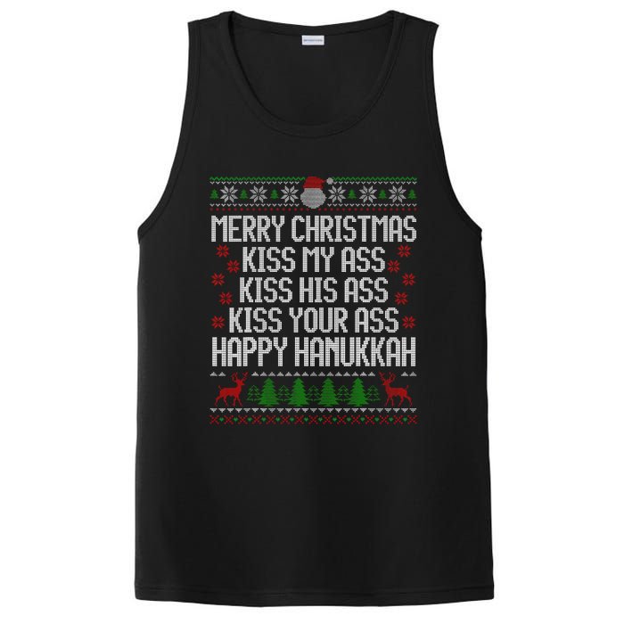 Happy Hanukkah Kiss My Ass His Ass Your Ass Merry Christmas PosiCharge Competitor Tank