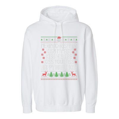 Happy Hanukkah Kiss My Ass His Ass Your Ass Merry Christmas Garment-Dyed Fleece Hoodie