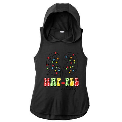 Happee Holidays Kidney Christmas Lights Christmas Nurse Ladies PosiCharge Tri-Blend Wicking Draft Hoodie Tank