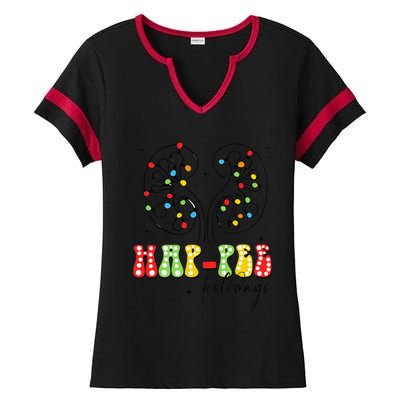 Happee Holidays Kidney Christmas Lights Christmas Nurse Ladies Halftime Notch Neck Tee