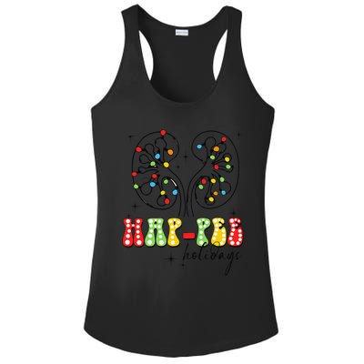 Happee Holidays Kidney Christmas Lights Christmas Nurse Ladies PosiCharge Competitor Racerback Tank