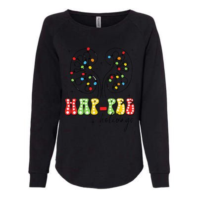 Happee Holidays Kidney Christmas Lights Christmas Nurse Womens California Wash Sweatshirt