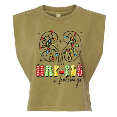 Happee Holidays Kidney Christmas Lights Christmas Nurse Garment-Dyed Women's Muscle Tee