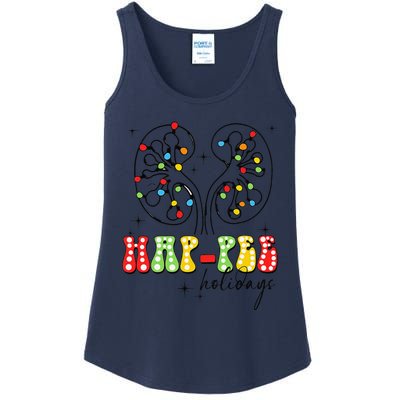 Happee Holidays Kidney Christmas Lights Christmas Nurse Ladies Essential Tank